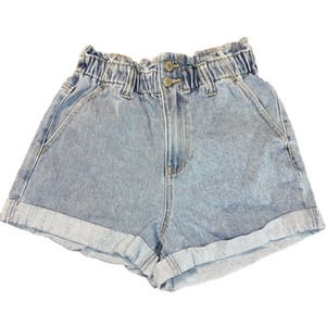 𝅺Forever21 High Waisted Paper Bag Denim Jean Shorts Women’s Size Small